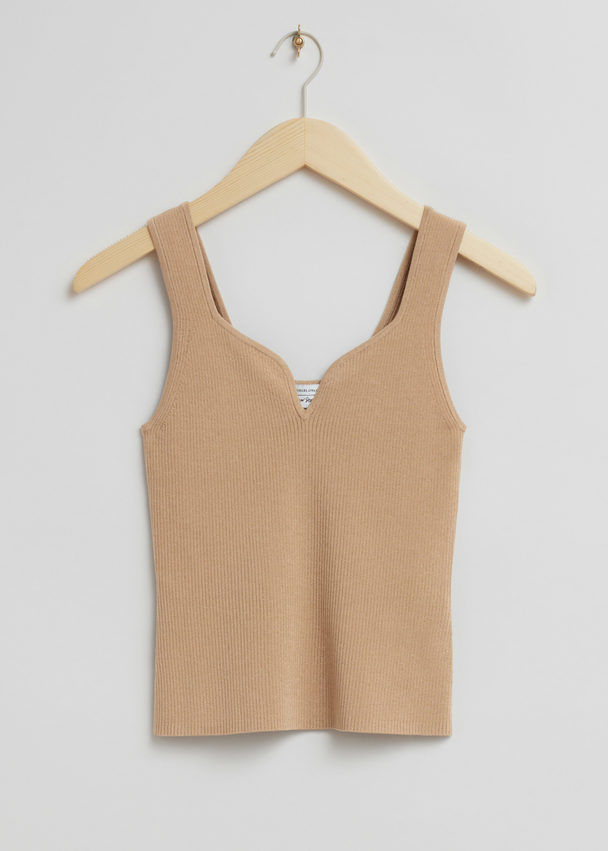 & Other Stories Tank-Top mit Sweetheart-Ausschnitt Staubiges Beige