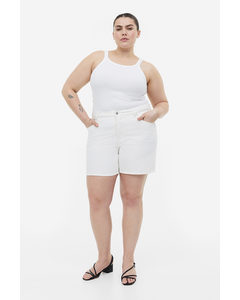 H&M+ Curvy Fit Bermuda High Denim Shorts Weiß
