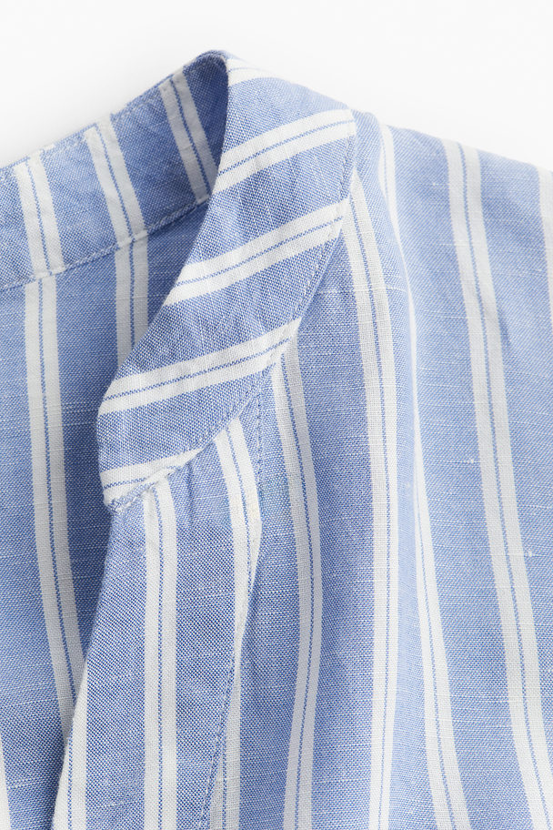 H&M Mama Linen-blend Tunic Dress Blue/striped