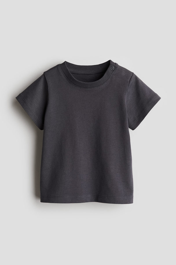 H&M Cotton Jersey T-shirt Dark Grey