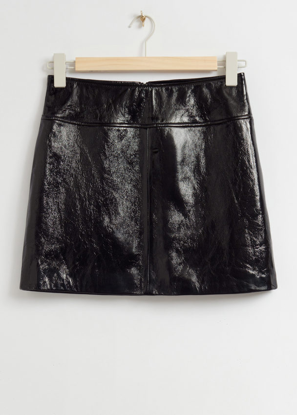 & Other Stories Patent Leather Mini Skirt Patent Black