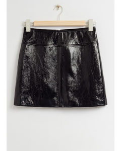 Patent Leather Mini Skirt Patent Black