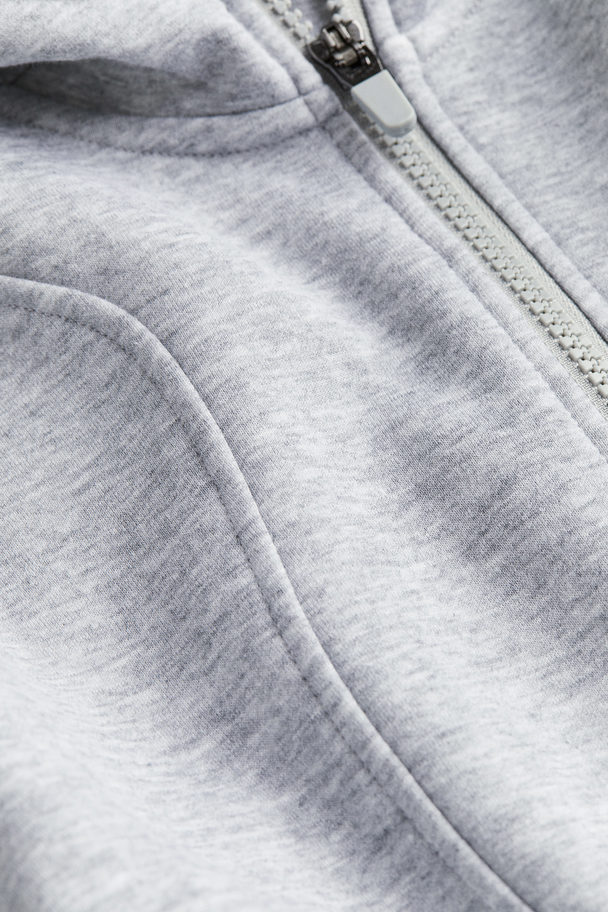 H&M Short Zip-through Hoodie Light Grey Marl