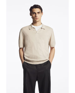 Knitted Linen Polo Shirt Stone