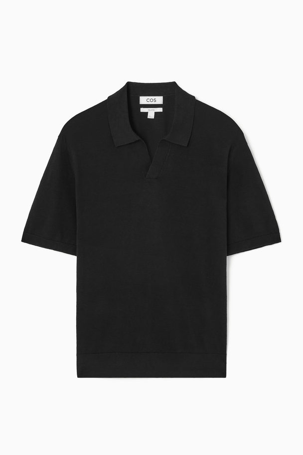 COS Strikket Poloshirt I Hør Sort