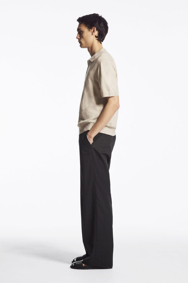 COS Knitted Linen Polo Shirt Stone