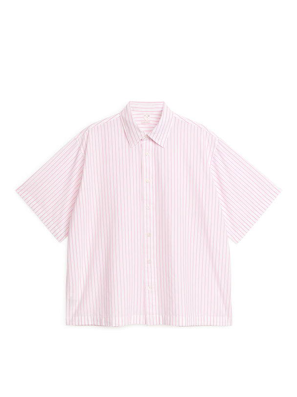 ARKET Oversized-Hemd aus Popeline Weiß/Rosa
