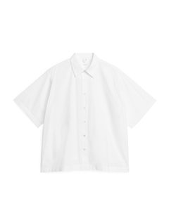Oversized-Hemd aus Popeline Weiß