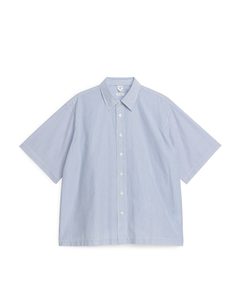 Oversized-Hemd aus Popeline Blau/Weiß