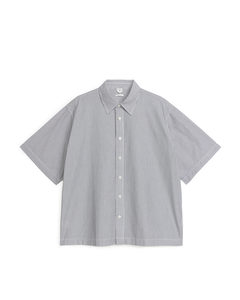 Ekstra Stor Poplin-skjorte Sort/hvid Stribe