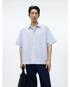 Oversized-Hemd aus Popeline Blau/Weiß