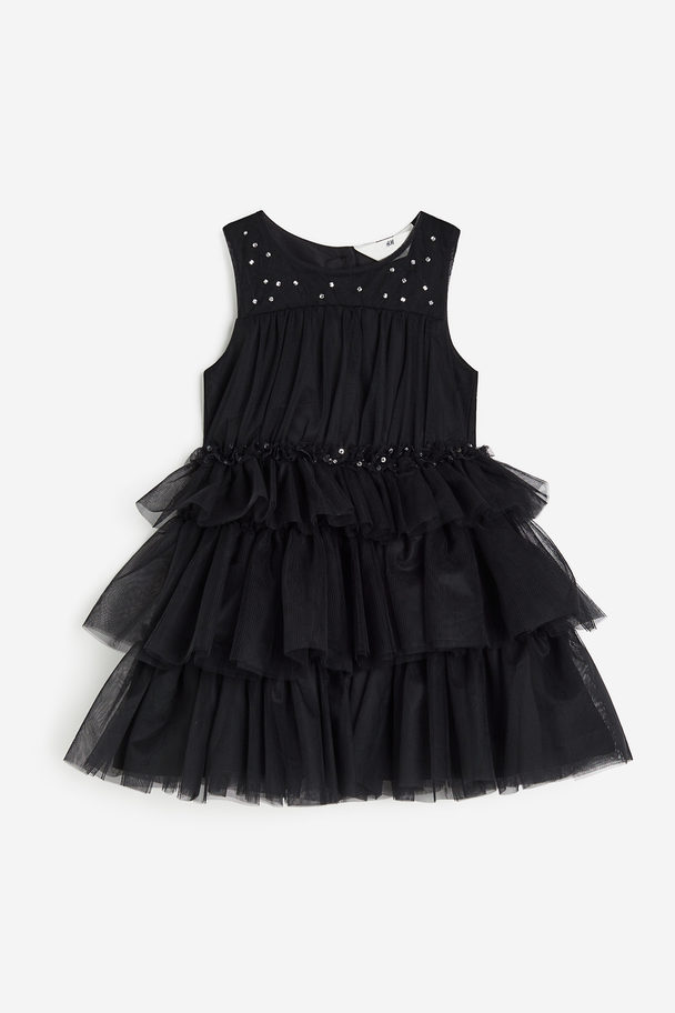 H&M Embellished Tulle Dress Black