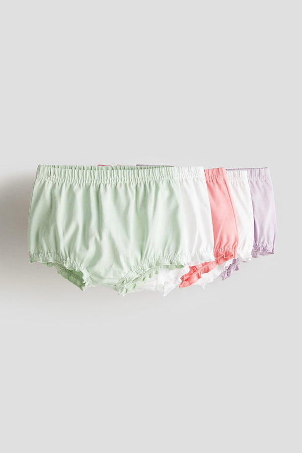 H&M 5-pack Puffbukse I Bomullstrikot Mintgrønn/rosa