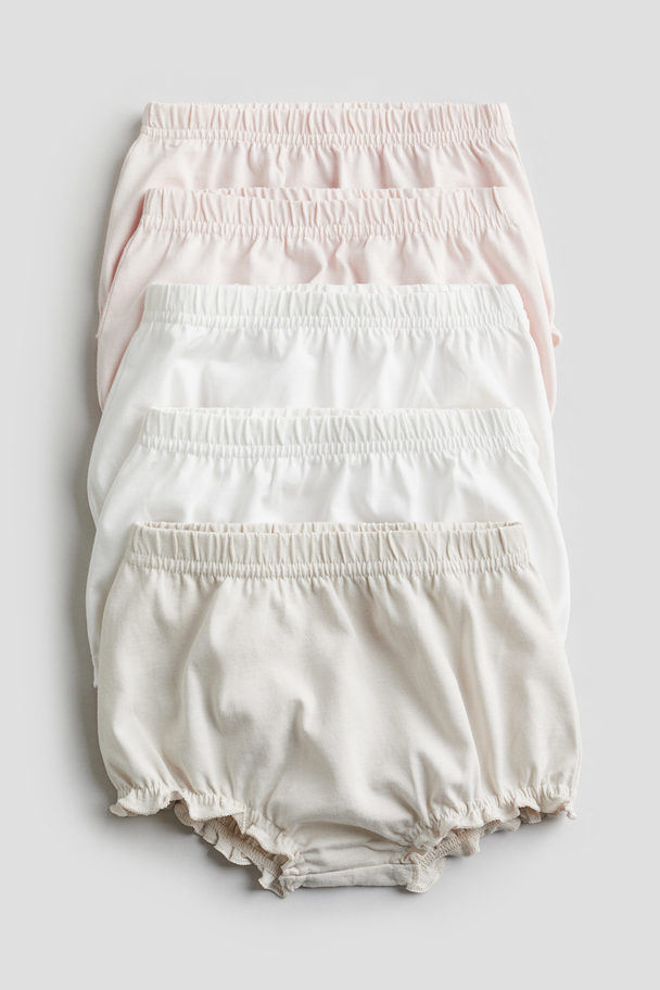 H&M 5-pack Cotton Jersey Bloomers Light Pink/light Beige