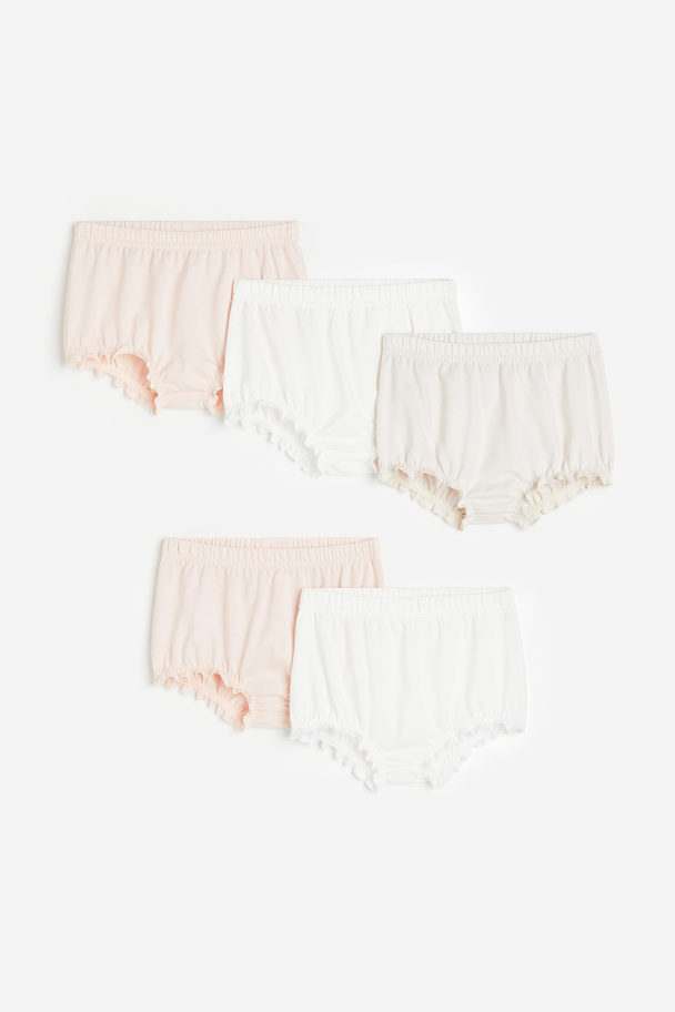 H&M 5-pack Puffshorts I Bomullstrikå Ljusrosa/vit