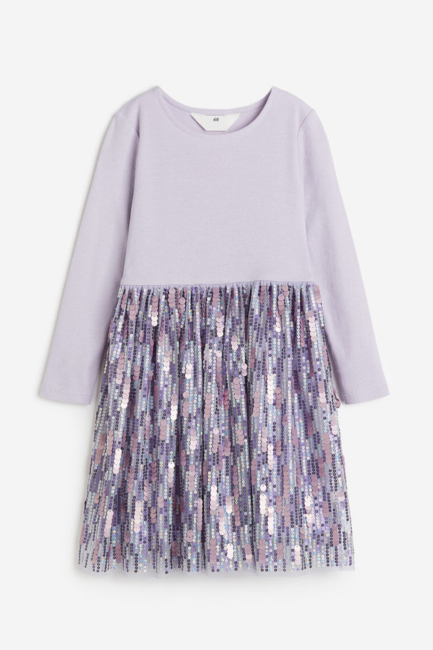 H&M Sequined Jersey Dress Lilac