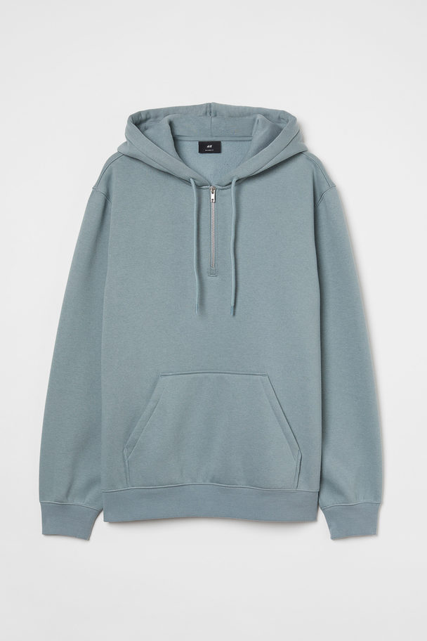 H&M Relaxed Fit Zip-top Hoodie Turquoise