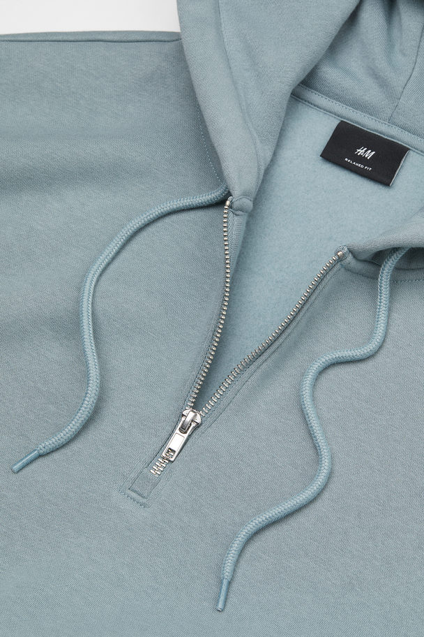 H&M Relaxed Fit Zip-top Hoodie Turquoise