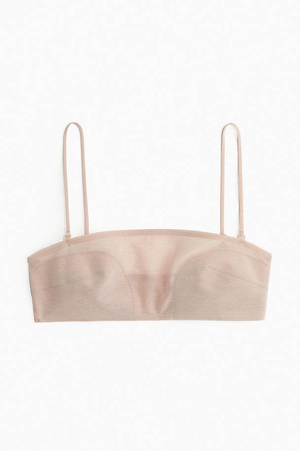 H&M Unwattierter Bandeau-BH aus Mesh Beige