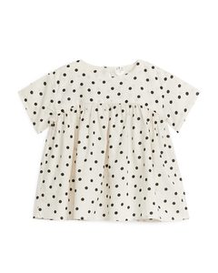 Woven A-line Dress Off-white/dot