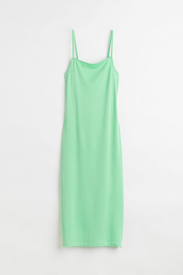 H&M Open-backed Ribbed Jersey Dress Mint Green