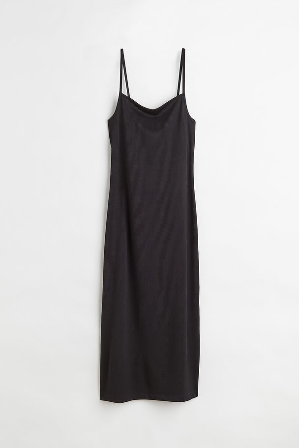 H&M Open-backed Ribbed Jersey Dress Black