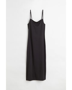 Open-backed Ribbed Jersey Dress Black