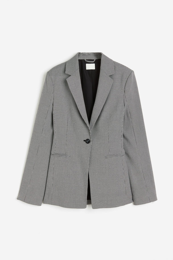 H&M Taillierter Twillblazer Schwarz/Hahnentrittmuster