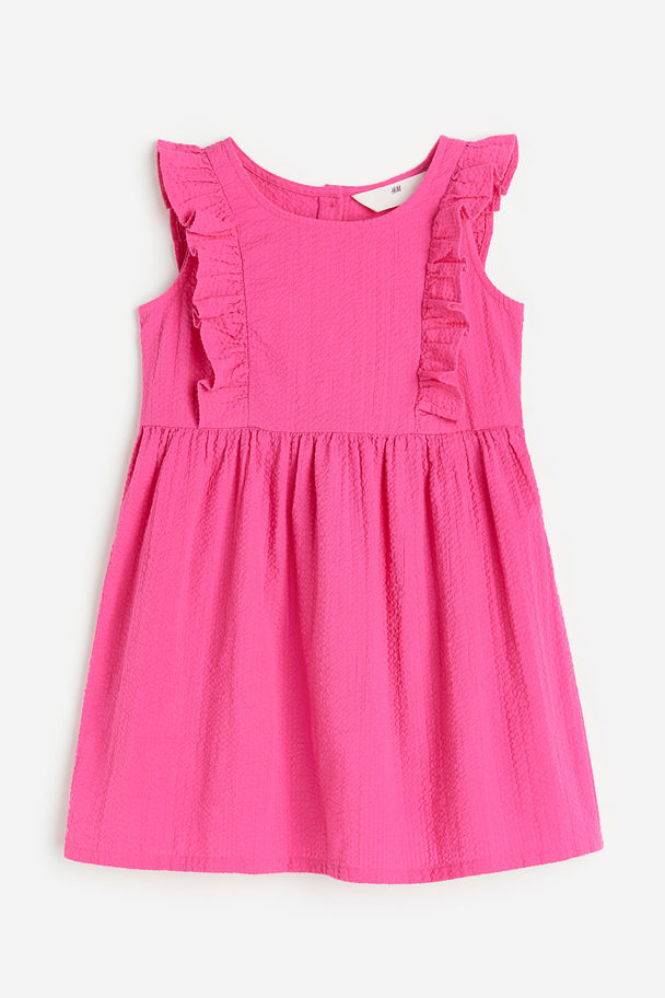 H&M Seersucker Dress Bright Pink