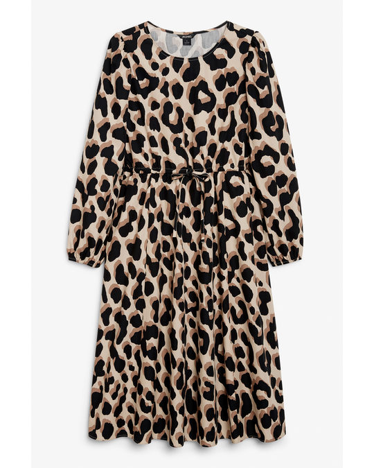 Monki Drawstring Waist Maxi Dress Leopard Print