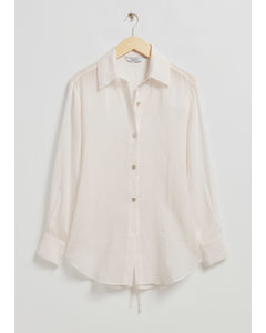 Loose-fit Back-tie Detail Shirt White