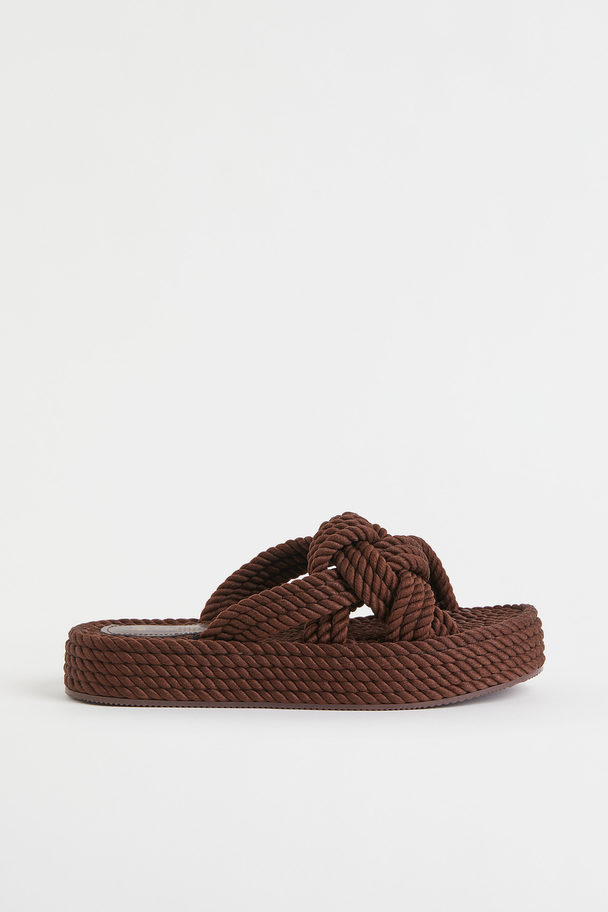 H&M Slippers Donkerbruin