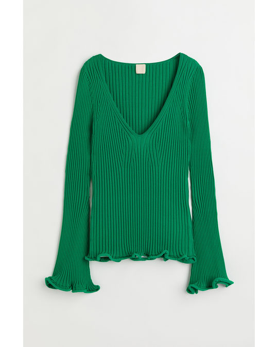 H&M Rib-knit Top Green