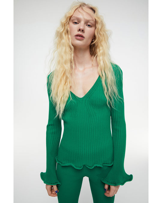 H&M Rib-knit Top Green