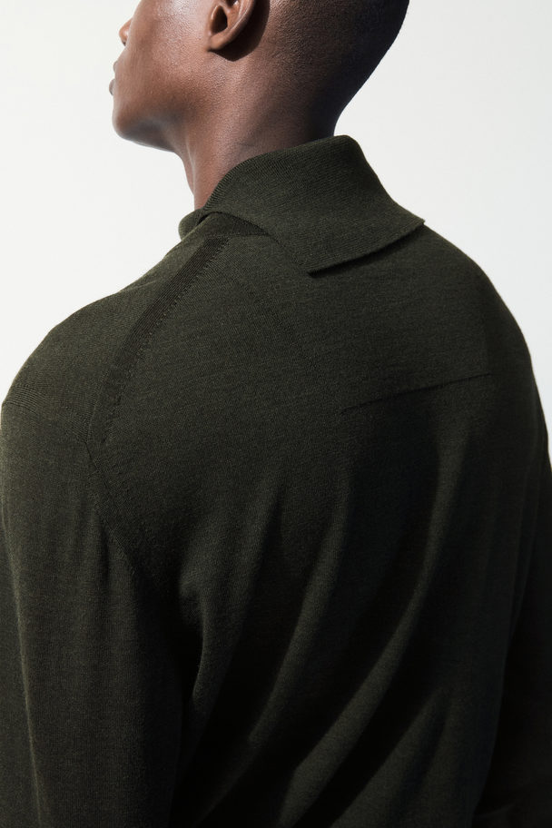 COS The Merino Wool Roll-neck Jumper Dark Green