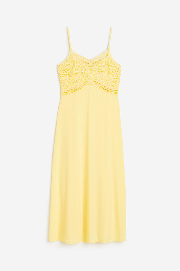 H&M Crochet-look Dress Light Yellow