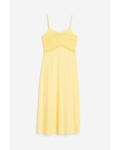Crochet-look Dress Light Yellow