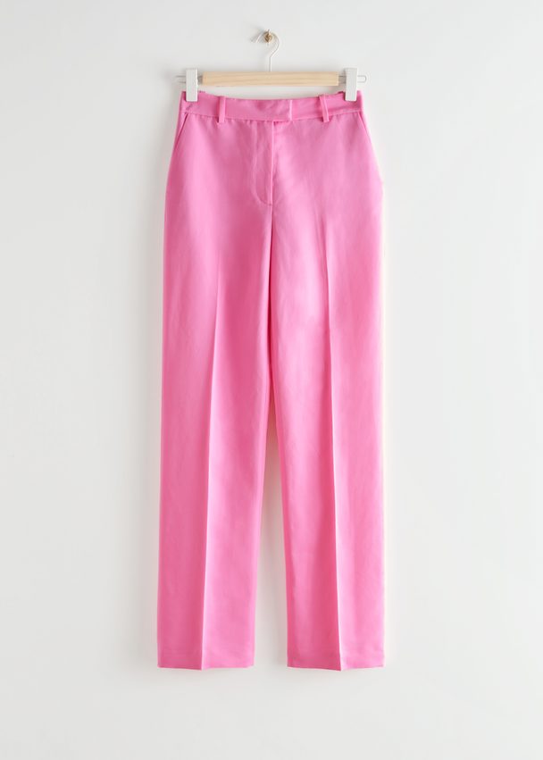 & Other Stories Straight High Waist Trousers Pink
