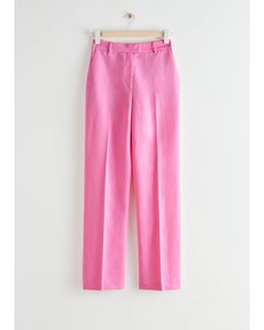 Straight High Waist Trousers Pink