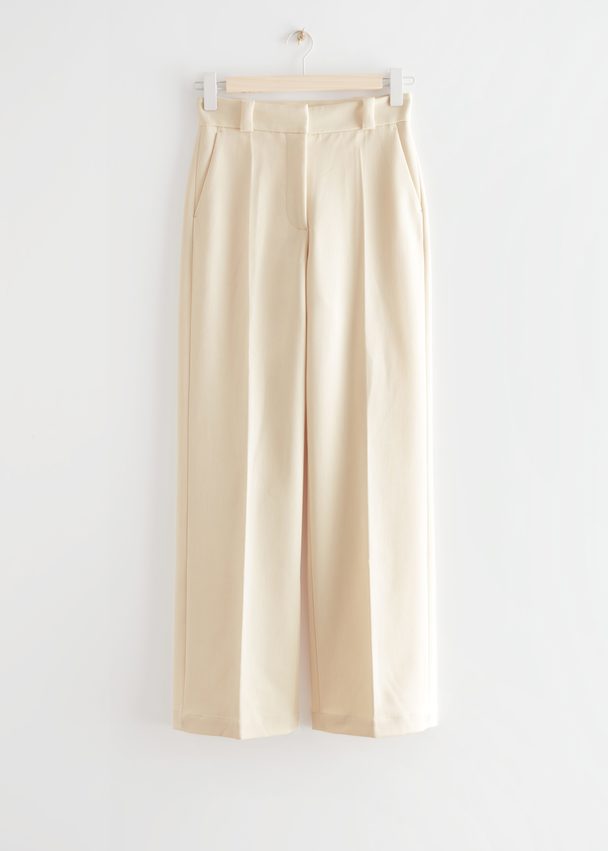 & Other Stories Wide Press Crease Trousers Cream