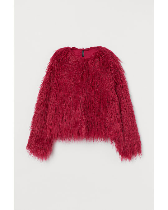 H&M Faux Fur Jacket Dark Pink