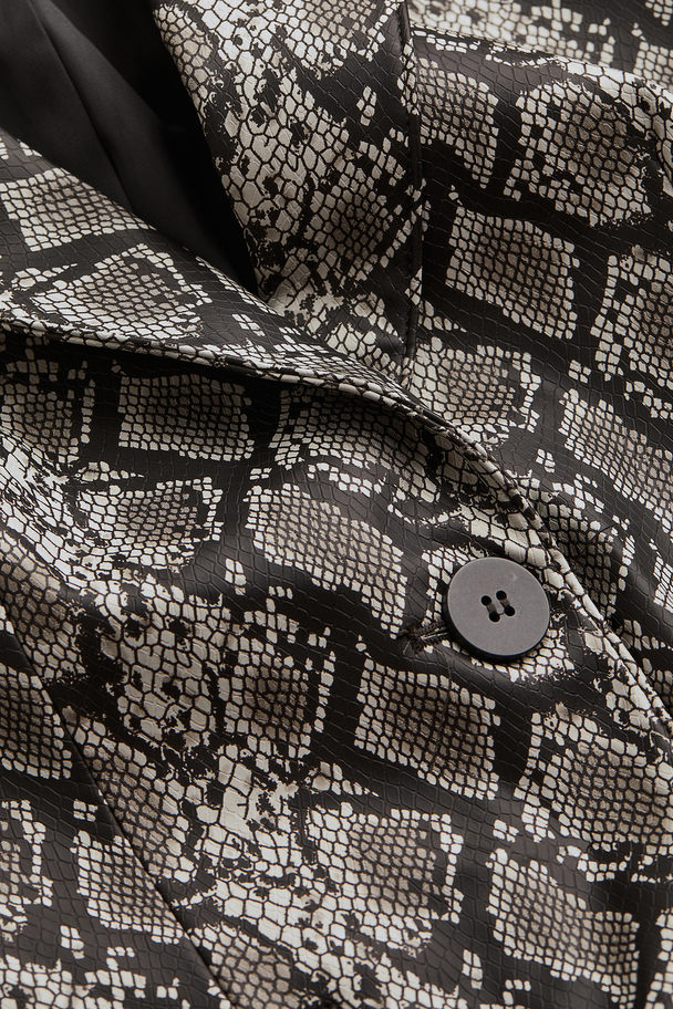 H&M Patterned Blazer Grey/snakeskin-patterned