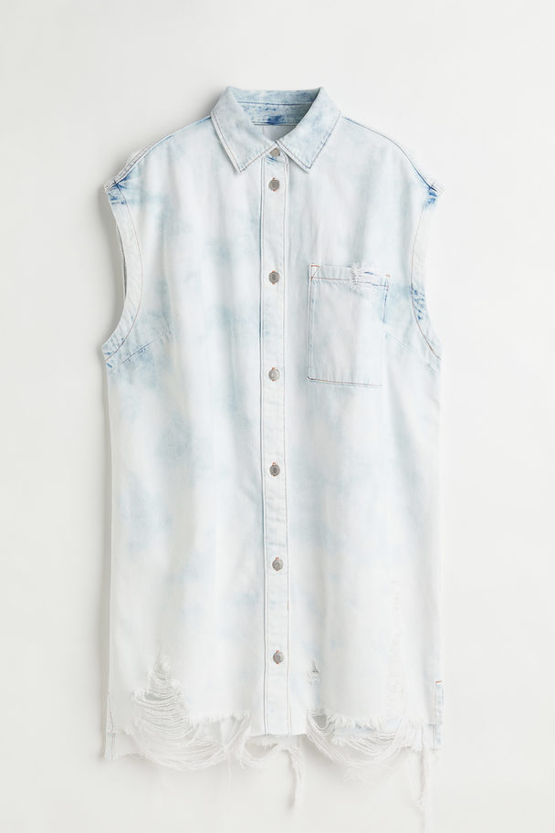 H&M Oversized Denim Shirt Dress Pale Denim Blue