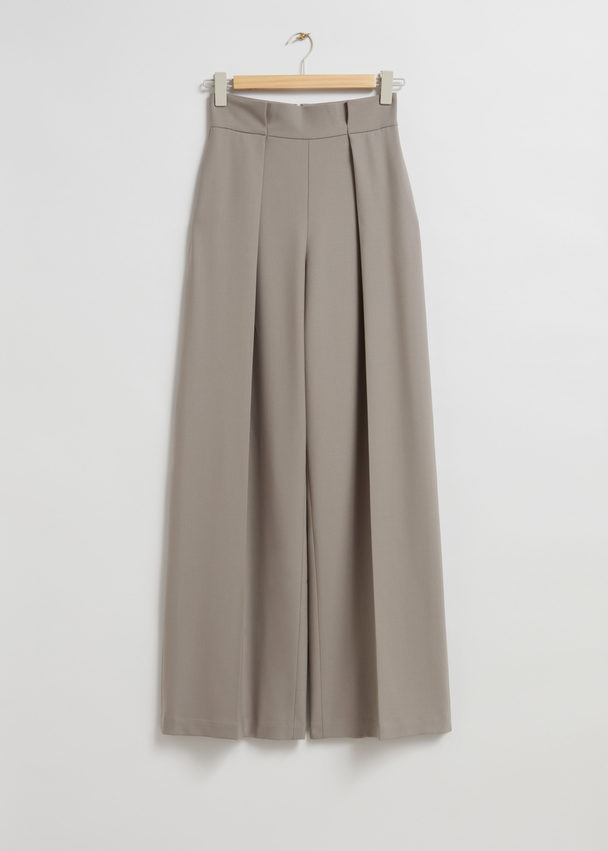 & Other Stories Wide Pleated Trousers Mole