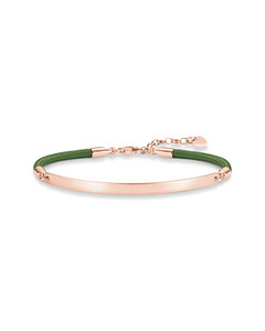 Bracelet Green Mokuba 18k Rose Gold Plating, 925 Sterling Silver, Nylon