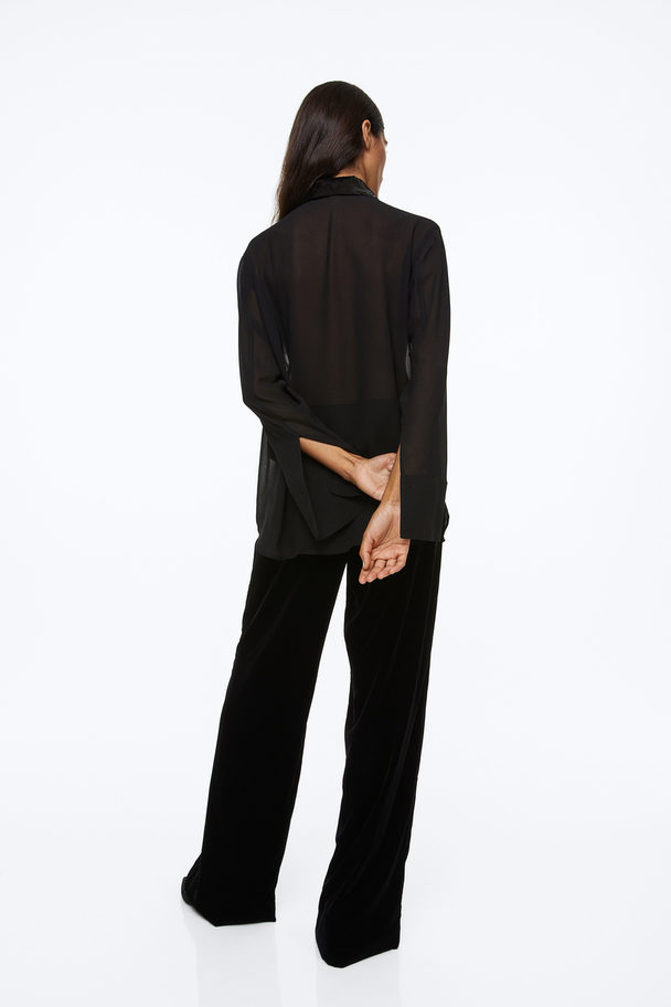 H&M Sequin-collared Shirt Black