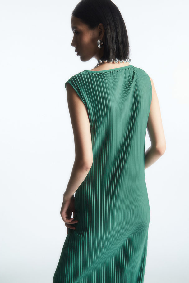 COS Sleeveless Pleated Maxi Dress Green