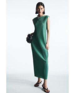 Sleeveless Pleated Maxi Dress Green