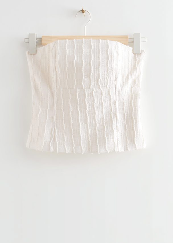 & Other Stories Textured Bandeau Top White