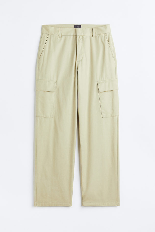 H&M Relaxed Fit Cargo Trousers Light Green